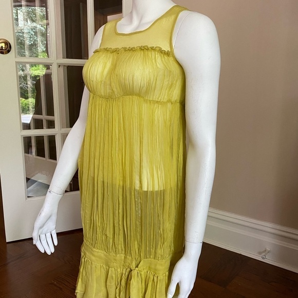Traffic People Silk Chartreuse Yellow Dress - Picture 2 of 6